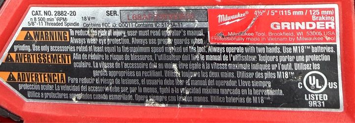 Milwaukee M18 4.5/5 Inch Angle Grinder