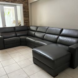 Grey Leather Couch