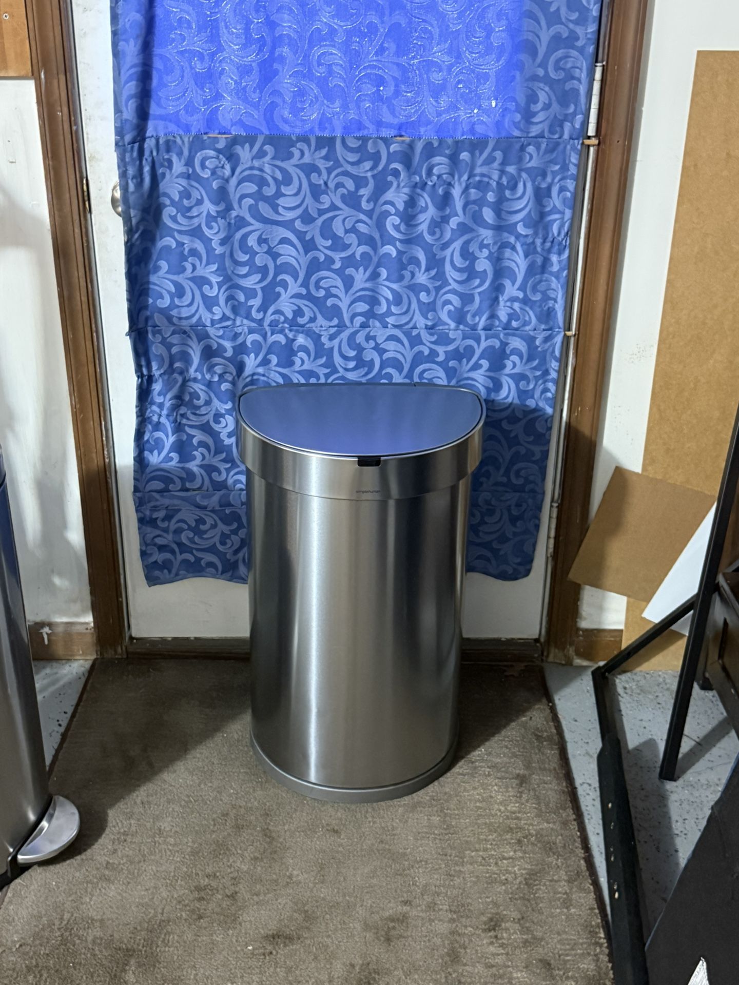 simplehuman 45L Semi-Round Liner Rim Motion Sensor Kitchen Trash Can Stainless Steel: Touchless Indoor Garbage Can