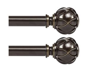 NEW! KAMANINA 1” Curtain Rod Telescoping Single Drapery Rod 28”- 48” (2.3-4 Feet), 2 Pack, Bronze