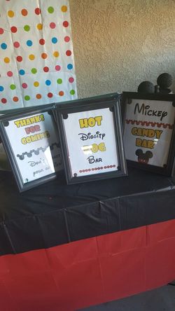 Mickey mouse party signs