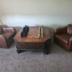 Giant Leather Chess Table