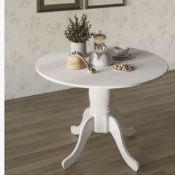 White Round Four Chairs And Table 