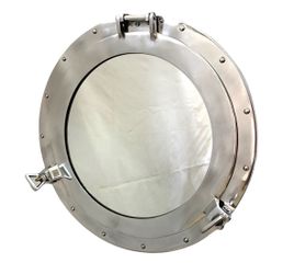 Round Nautical Porthole Style Wall Mirror Silver Chrome Aluminum Frame 11in
