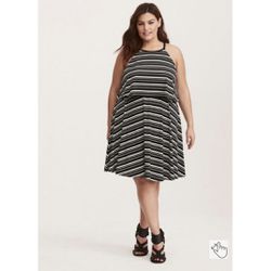 Torrid Black & White Striped Jersey Dress - Size 3X