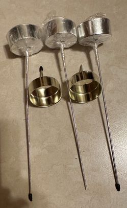 Metal Tea Light Candle Pick Holders / Advent Candle Wreath Stakes (Set of 5)