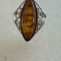 Antique Silver Amber Ring