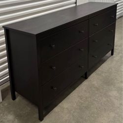 IKEA BLACK BROWN OAK FINISH SOLID WOOD LARGE 6 DRAWER DRESSER IN NEW CONDITION DELIVERY AVAILABLE