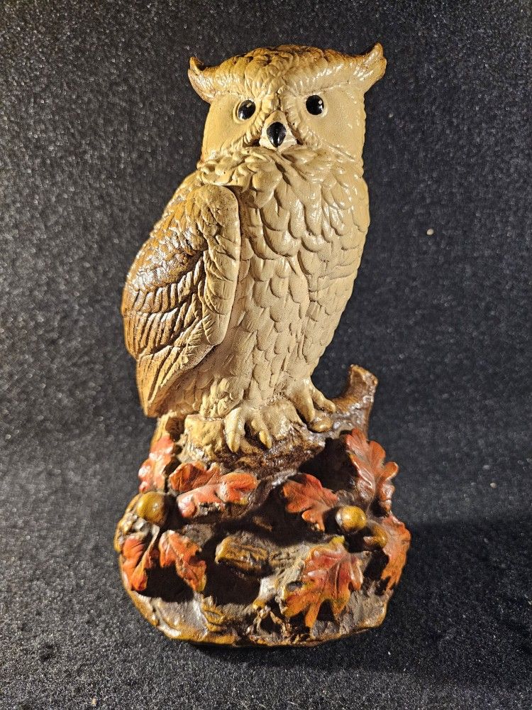 Vintage 70s-80s Ceramic 12"x 5.5" Brown Owl Figurine Statue Great Condition!