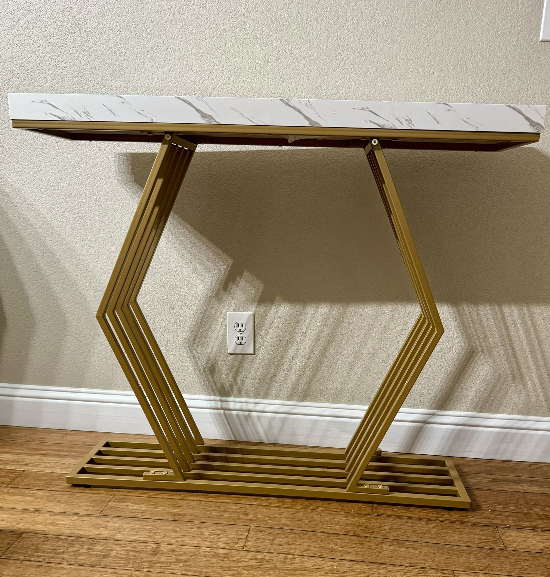 42" Console Table, Narrow Sofa Foyer Table with Metal Base