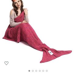 Knitted Mermaid Tail Blanket Pink Girl Adult Excellent Cond