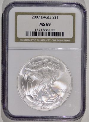 Photo 2007 American Silver Eagle NGC MS-69