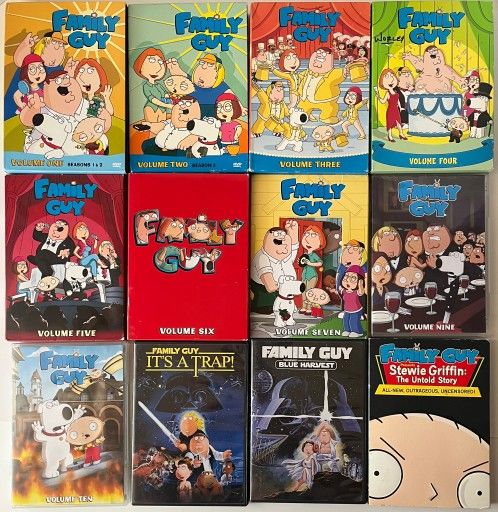 Lot of 12 Family Guy: Volume 1-7, 9-10 plus 3 Movies