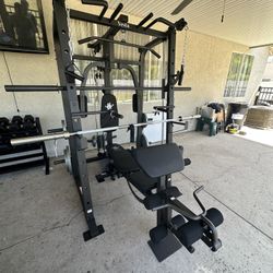 Vesta Fitness Smith Machine 1001 w/Bench Attachment | 245lb Cast Iron Olympic Weights | 7ft Olympic Bar | Fitness | Gym Equipment | FREE DELIVERY 🚚 