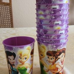 12 DISNEY TINKERBELL & FRIENDS PLASTIC PARTY CUPS BY HALLMARK...NON BPA...BRAND NEW 