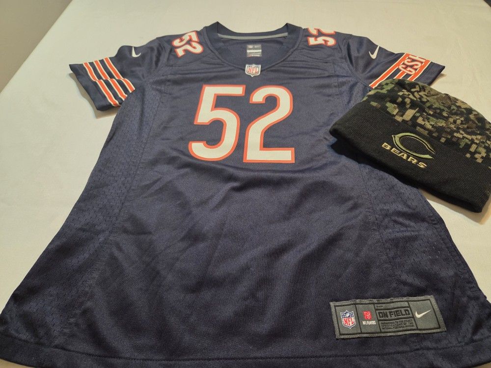 NFL Chicago Bears Womens Medium #52 K. Mack Nike On-Field Jersey w New Era Beanie π»ββ
