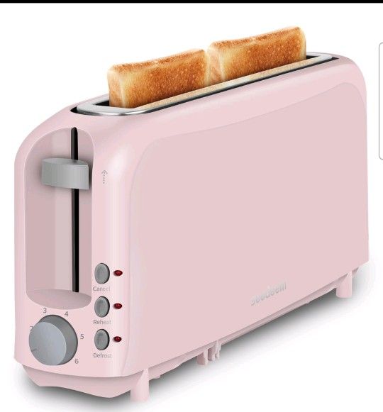 Fits-anywhere Kitchenware Slice Slim Toaster 6 Setting Shade Control with Cancel & Reheat & Defrost Removable Crumb Tray 750 Watt Household Appliances