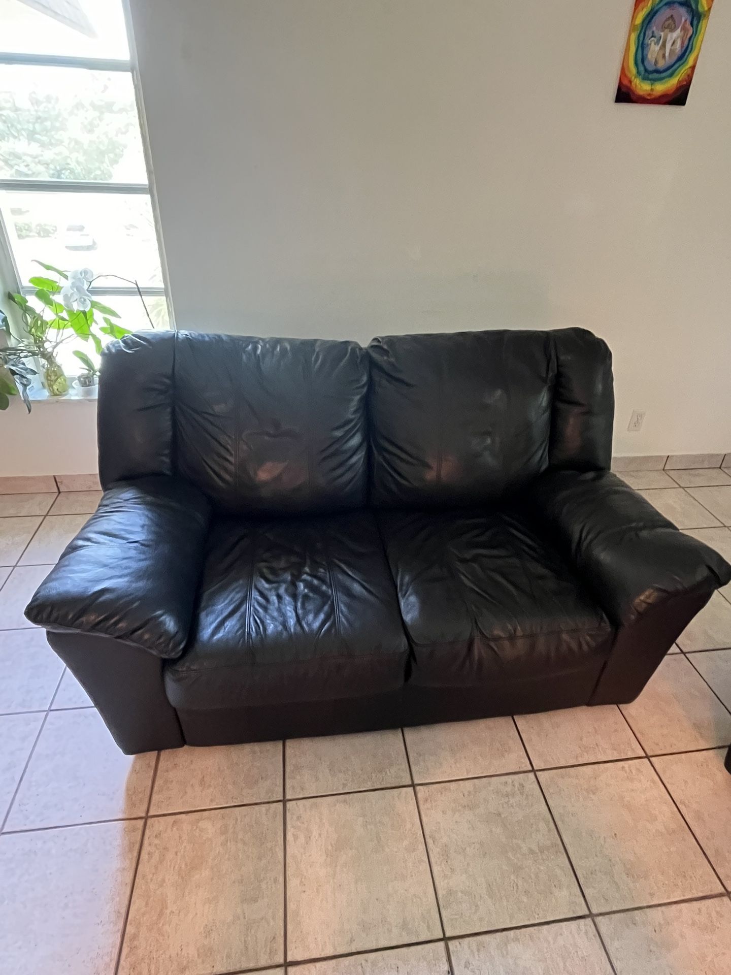 Real Leather Loveseat Couch