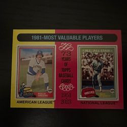 1981- Most Valuable Players Baseball Card