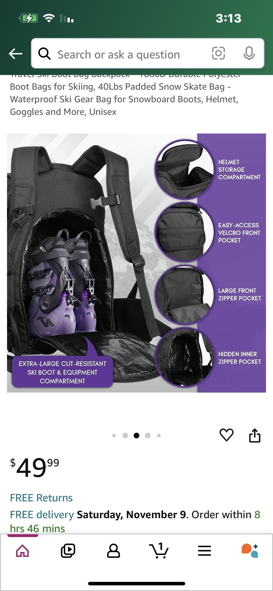 Sponsored Brand: Alpine bunny 5.0 5.0 out of 5 stars (4) Travel Ski Boot Bag Backpack - 1680D Durable Polyester Boot Bags for Skiing, 40Lbs Padded Sn