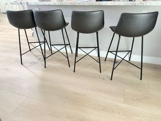 ✨Poly & Bark Modern, Urban Leatherette Counter / Bar Stools – Set of 4