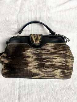 Vintage Retro Purse / Dark Brown Leather / Satchel