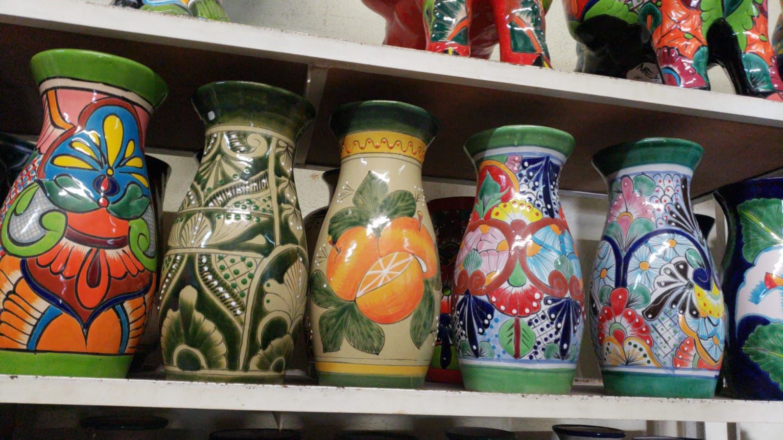 Talavera And Engobe Flowers Vases 