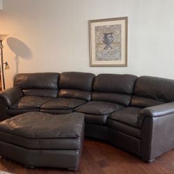 Italian Brown Leather Couch