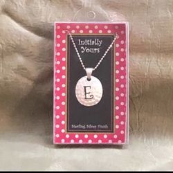 Initial Letter E Silver Plated Necklace 