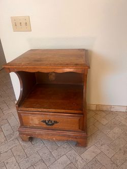 Wooden Nightstand with Drawer and Open Shelf
