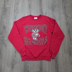Champion Wisconsin Badgers Crewneck Sweater Mens Size Small