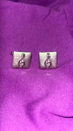 Swank Silver Plated Square Treble Clef Music Note Men's Cufflinks $20