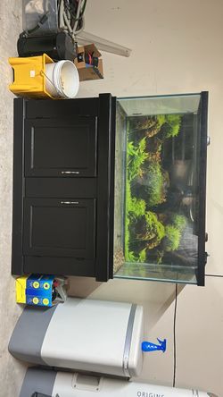 55 Gallon Aquarium Fish Tank — Setup with Cabinet Stand, Canister Filters & Accessories