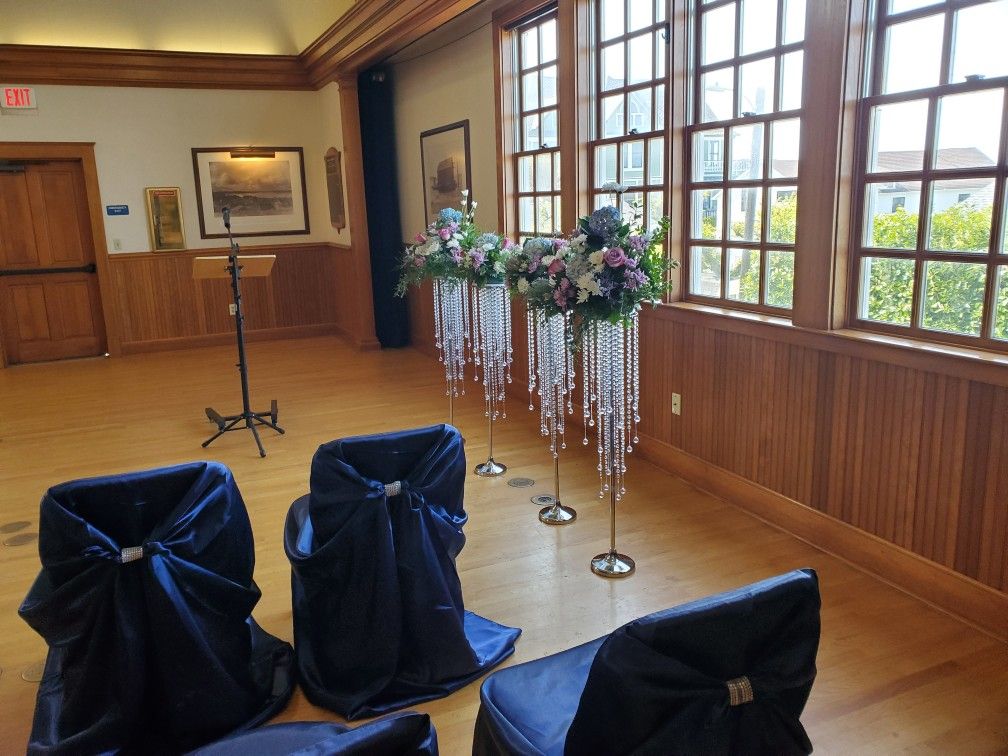 Navy Chair Covers, Runners, Sashes, Clips
