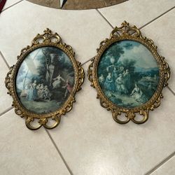 VICTORIAN WALL HANGINGS WITH BUBBLED GLASS ~ ITALY 