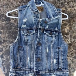 American Eagle Distressed Denim Vest XS