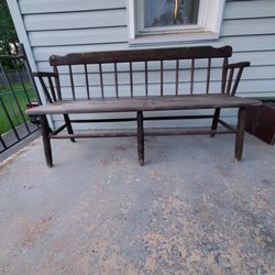 Antique Straight Back Windsor Bench