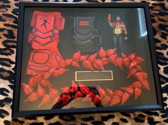 WWE ROMAN REIGNS CUSTOM GLOVE AND ULA FALA SHADOWBOX DISPLAY