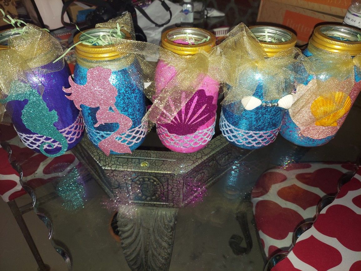 Mermaid Masson Jars Pink Purple Blue