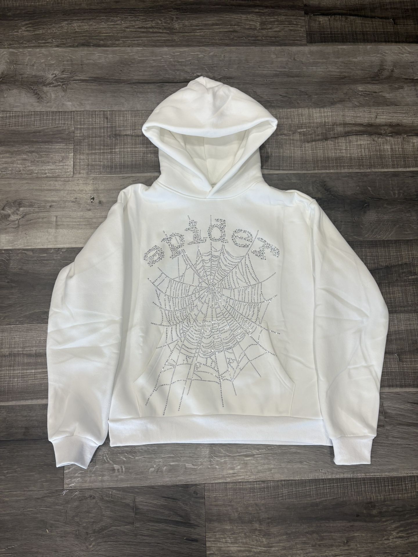 Spider white rhinestone hoodie Size S