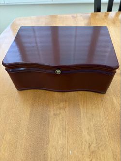 Vintage Wooden Jewelry Box with Removable Tray