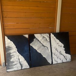 3 textured wall art canvas decor