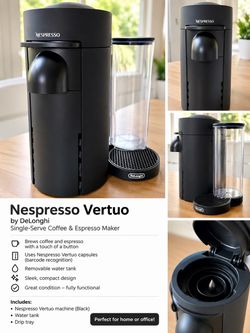 Nespresso Vertuo Coffee & Espresso Machine by De’Longhi – Black