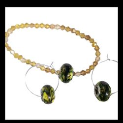 JEWELRY SET SWAROVSKI BEAD MURANO CHARM BANGLE MIX N MATCH HOOP SILVER EARRINGS