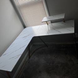Gold And Marble L Shaped Table