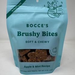 Bocce's Bakery Dailies Brushy Bites Apple + Mint Recipe Dog Treats, 6-oz pouch (Brand New)