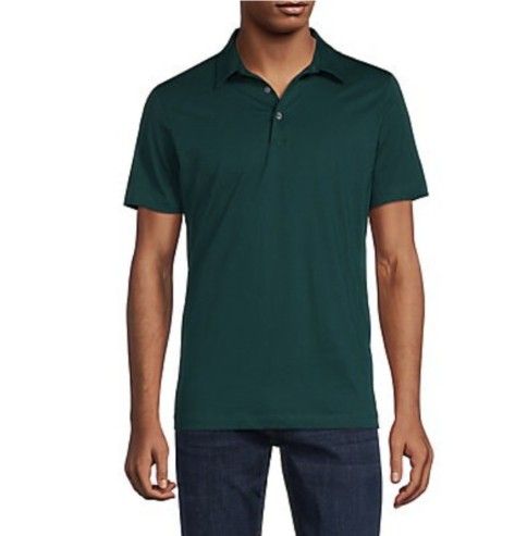 Theory Bron Solid Polo Shirt Seamoss Size M