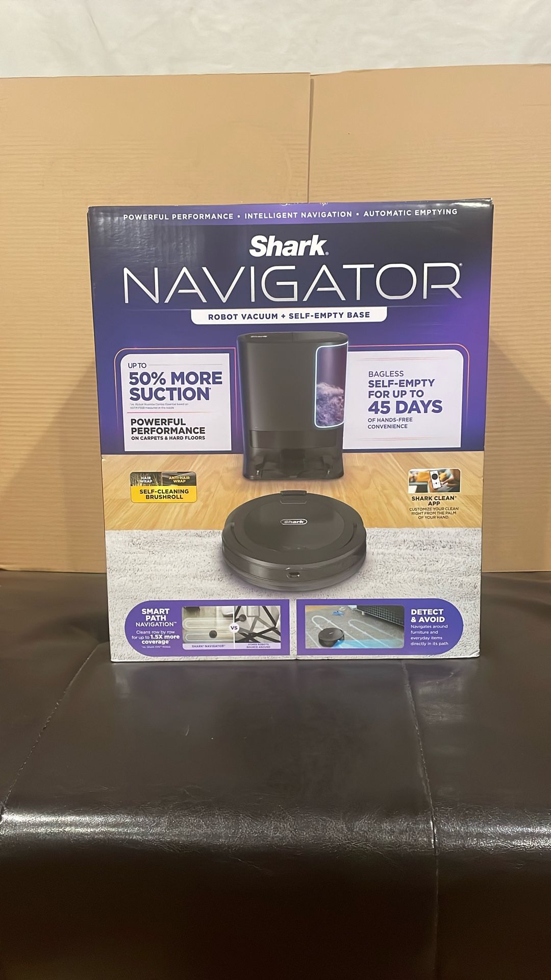 SHARK  NAVIGATOR  ROBOT  VACUUM - Self-Empty Base with Bagless - 45-Day Capacity Self-Empty Base and SmartPath Navigation 