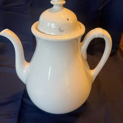 Vintage White Ironstone Teapot  Pre-1890
