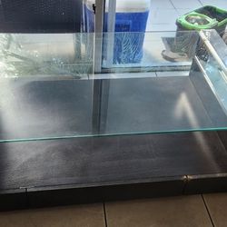 Dark Wood Glass Coffee Table